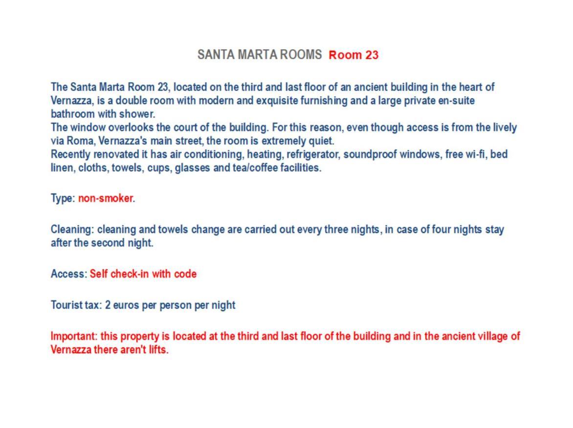 Santa Marta Rooms - Via Roma 23 베르나차 외부 사진